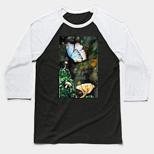 Butterfly and the Mushroom Patch Baseball T-Shirt